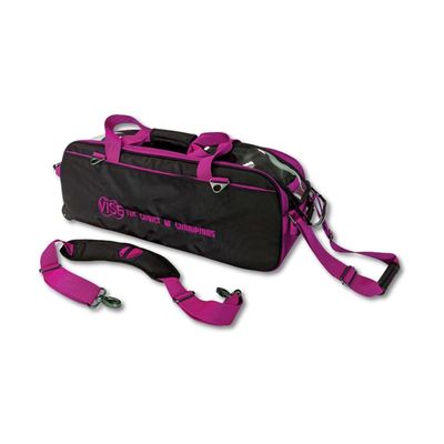 Vise Clear Top 3 Ball Roller Bowling Bag - Black/Pink