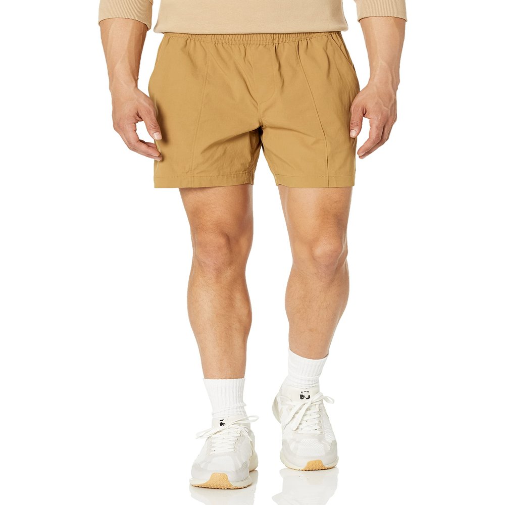 Amazon Aware Men's Relaxed-Fit Stretch Nylon Pull-On Short, Camel, Small