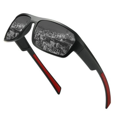 COTIA Full Lens Polarized Reading Sunglasses for Men's Retro Outdoor Cycling Driving Sports Readers UV Protection (black red, 1.25, multiplier_x)