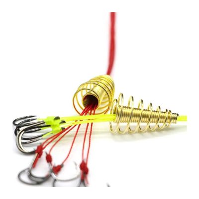GRFIT Fishing Hooks 4 Set/Box Explosion 6 Hook Beads Fishing Hook Fishing Lure Bait Trap Feeder Cage Sharp Fishing Hook with Stainless Steel Springs Fishing Accessories (Color : White, Size : 7#)