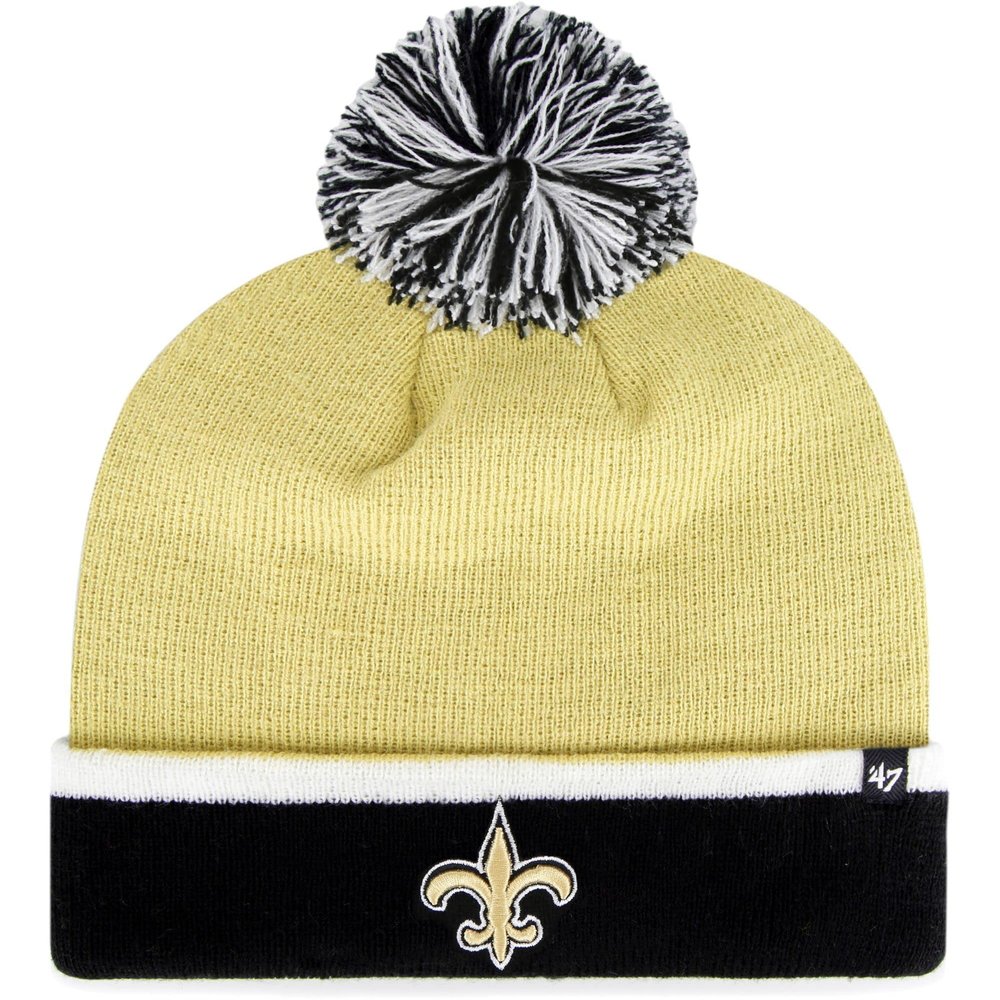 47 New Orleans Saints 2-Tone Cuff Baraka Beanie Hat with Pom - NFL Cuffed Winter Knit Toque Cap