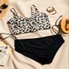 CRZ YOGA V Shaped Longline Bikini Tops for Women - Padded Cropped Adjustable Spaghetti Straps Swimsuit Athletic Bathing Suit Primulin Leopard Print Small view 3