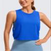 CRZ YOGA Pima Cotton Large Armhole Tank Tops for Women - Workout Sport Athletic Yoga Running Gym Loose Crop Sleeveless Shirts Strong Blue Medium view 2
