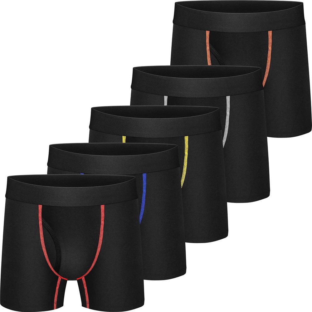 Boys Cotton Boxer Briefs Underwear Mesh Performance Sport Boxer Briefs for Big Boy with Fly 5 Pack Black 18-20