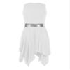 JEATHA Women's Asymmetrical Color Block Lyrical Modern Contemporary Dance Costume Praise Tunic Overlay White XX-Large view 4
