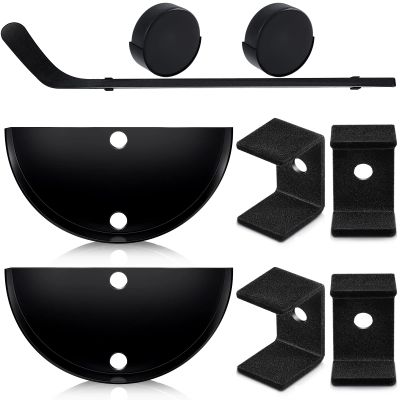 Dunzy 2 Pair Hockey Stick Wall Mount Display Rack, Black Horizontal Display Holder, Ice Hockey Stick Storage Organizer Hanger, Space-saving Bracket for Vertical, Diagonal, Home Office Gifts