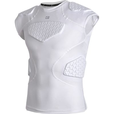 COOLOMG Youth Padded Compression Shirt Football Rugby Rib Chest Protector White S