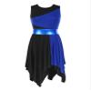 JanJean Women Asymmetrical Color Block Tank Dress Lyrical Contemporary Dance Costume Praise Liturgical Dress Blueblack X-Large view 3