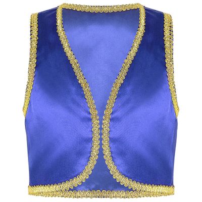 YONGHS Boys Golden Suit Vest Arabian Prince Pretend Dress Up Waistcoat for Fancy Party Halloween Blue 14 Years