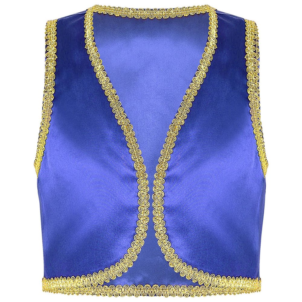 YONGHS Boys Golden Suit Vest Arabian Prince Pretend Dress Up Waistcoat for Fancy Party Halloween Blue 14 Years