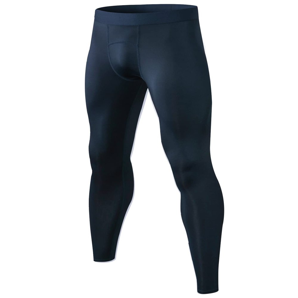 SPVISE Navy Men's Athletic Compression Pants Cool Dry Gym Leggings Workout Tights Baselayer Running Yoga Football Basketball