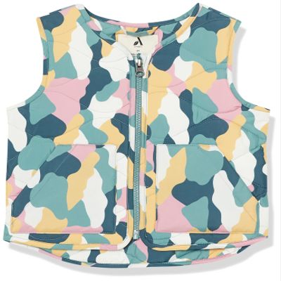 Amazon Essentials Unisex Kids' Recycled Polyester Puffer Vest (Previously Amazon Aware), Mauve Abstract Camo, XX-Large