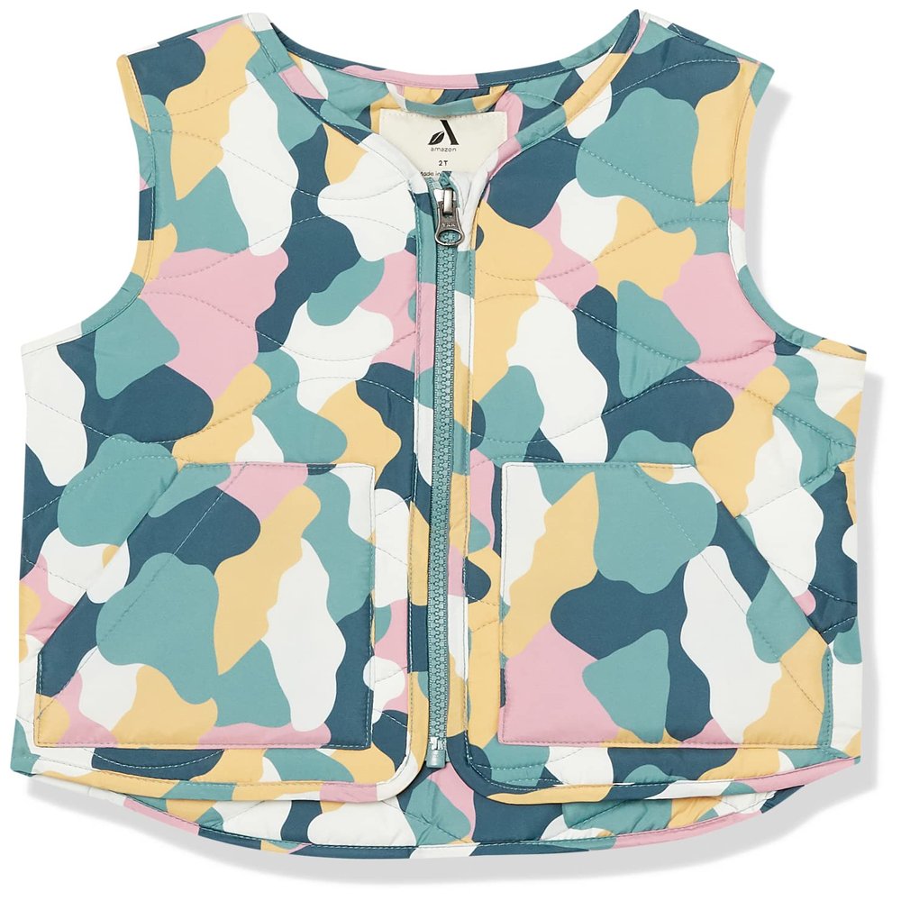 Amazon Essentials Unisex Kids' Recycled Polyester Puffer Vest (Previously Amazon Aware), Mauve Abstract Camo, XX-Large