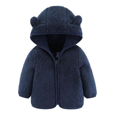All Weather Jackets for Kids Toddler Kids Girls Boys Full Zip Up Fleece Hooded Jacket Coat Bear Ear (1-Navy, 0-6 Months)