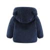 All Weather Jackets for Kids Toddler Kids Girls Boys Full Zip Up Fleece Hooded Jacket Coat Bear Ear (1-Navy, 0-6 Months) view 2