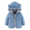 All Weather Jackets for Kids Toddler Kids Girls Boys Full Zip Up Fleece Hooded Jacket Coat Bear (1-Blue, 6-12 Months) view 1