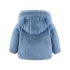 All Weather Jackets for Kids Toddler Kids Girls Boys Full Zip Up Fleece Hooded Jacket Coat Bear (1-Blue, 6-12 Months) view 2