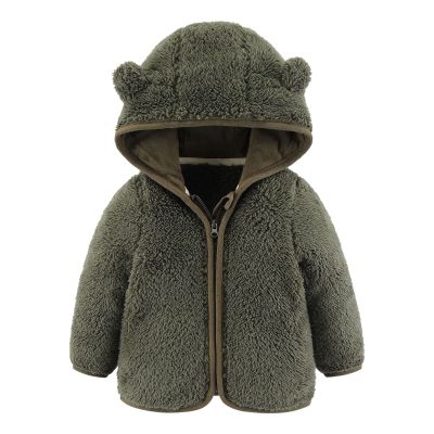 All Weather Jackets for Kids Toddler Kids Girls Boys Full Zip Up Fleece Hooded Jacket Coat (1-Army Green, 12-18 Months)