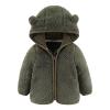 All Weather Jackets for Kids Toddler Kids Girls Boys Full Zip Up Fleece Hooded Jacket Coat (1-Army Green, 12-18 Months) view 1