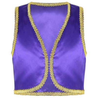YONGHS Boys Golden Suit Vest Arabian Prince Pretend Dress Up Waistcoat for Fancy Party Halloween Purple 16 Years
