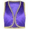 renvena Kids Boys Arabian Prince Vest Open Front Golden Dressy Waistcoat Halloween Fancy Outfits Purple 14 Years view 1