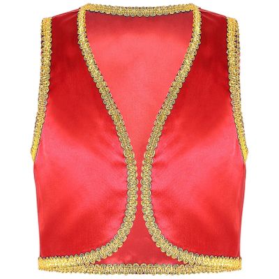 YONGHS Boys Golden Suit Vest Arabian Prince Pretend Dress Up Waistcoat for Fancy Party Halloween Red 8 Years
