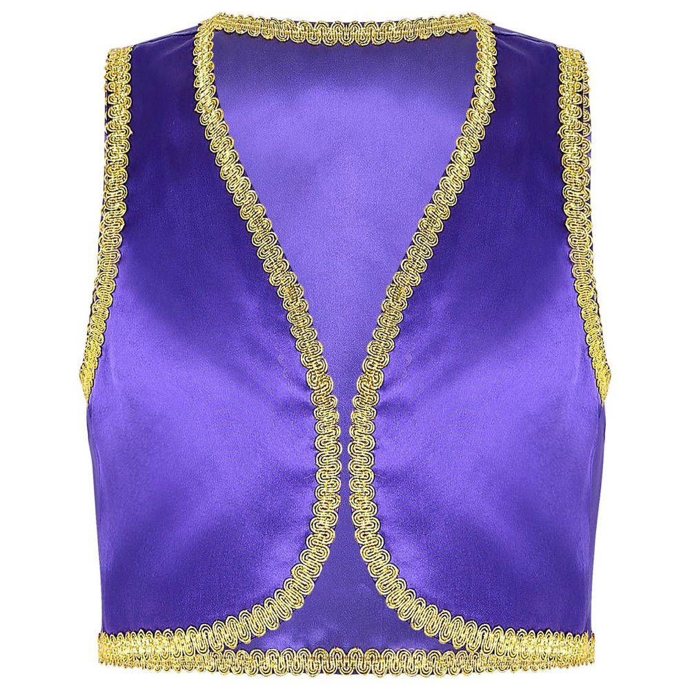 YONGHS Boys Golden Suit Vest Arabian Prince Pretend Dress Up Waistcoat for Fancy Party Halloween Purple 14 Years