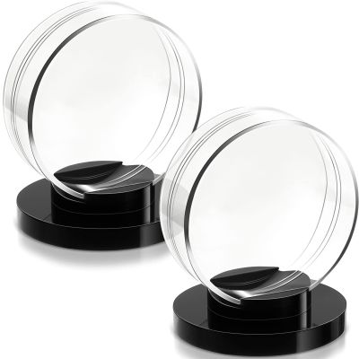 Taiyin Clear Shell Black Base Puck Holder Acrylic Hockey Puck Display Case Hockey Display Stand(2 Pieces)