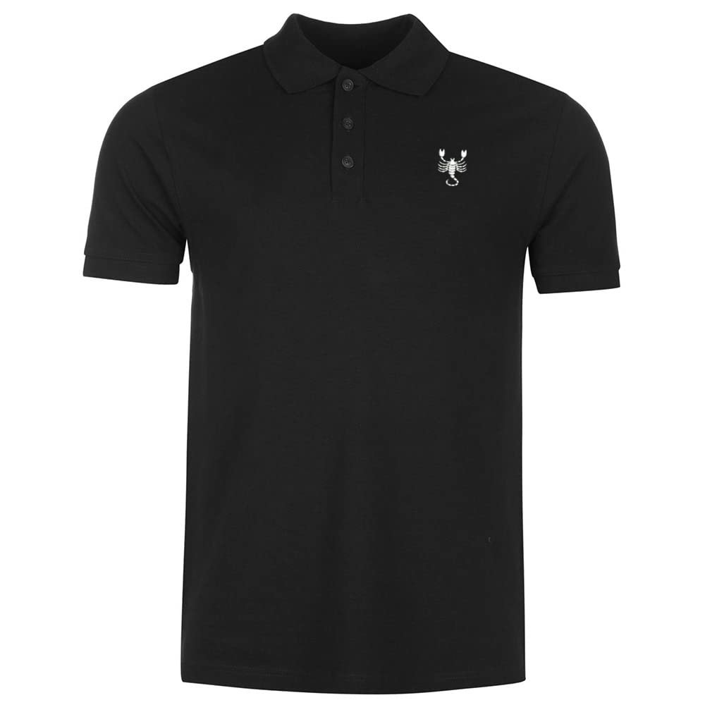 L8502-LXYB Polo Shirts for Men Scorpion Scorpid Embroidered Short Sleeve Mens Polo Shirts (Black,Small,Small)