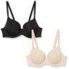 Amazon Essentials Women's Full Coverage Bra, Pack of 2, Black/Soft Petal, 40DD view 1