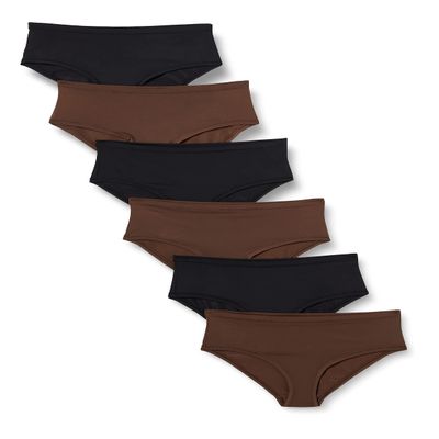 Amazon Essentials Women's Hipster Underwear, Pack of 6, Black/Rich Hazel, 4X