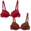 Amazon Essentials Deep Plunge Bras for Women, Lightly Lined, Pack of 2, Burgundy/Chocolate, Size 46C view 1