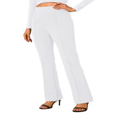 Urban CoCo Stretchy Work Pants Bootcut Yoga Pants Petite Slacks for Office Casual Casua (White, L)