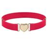 WEISHA Children Stretch Belts Girls Multicolor Punch-free Waistband Adjustable Elastic Waist Belts with Heart Shape Buckle for Uniform Dress(rose red) view 1