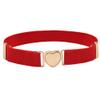 WEISHA Children Stretch Belts Girls Multicolor Punch-free Waistband Adjustable Elastic Waist Belts with Heart Shape Buckle for Uniform Dress(red) view 1