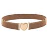 WEISHA Children Stretch Belts Girls Multicolor Punch-free Waistband Adjustable Elastic Waist Belts with Heart Shape Buckle for Uniform Dress(camel) view 1