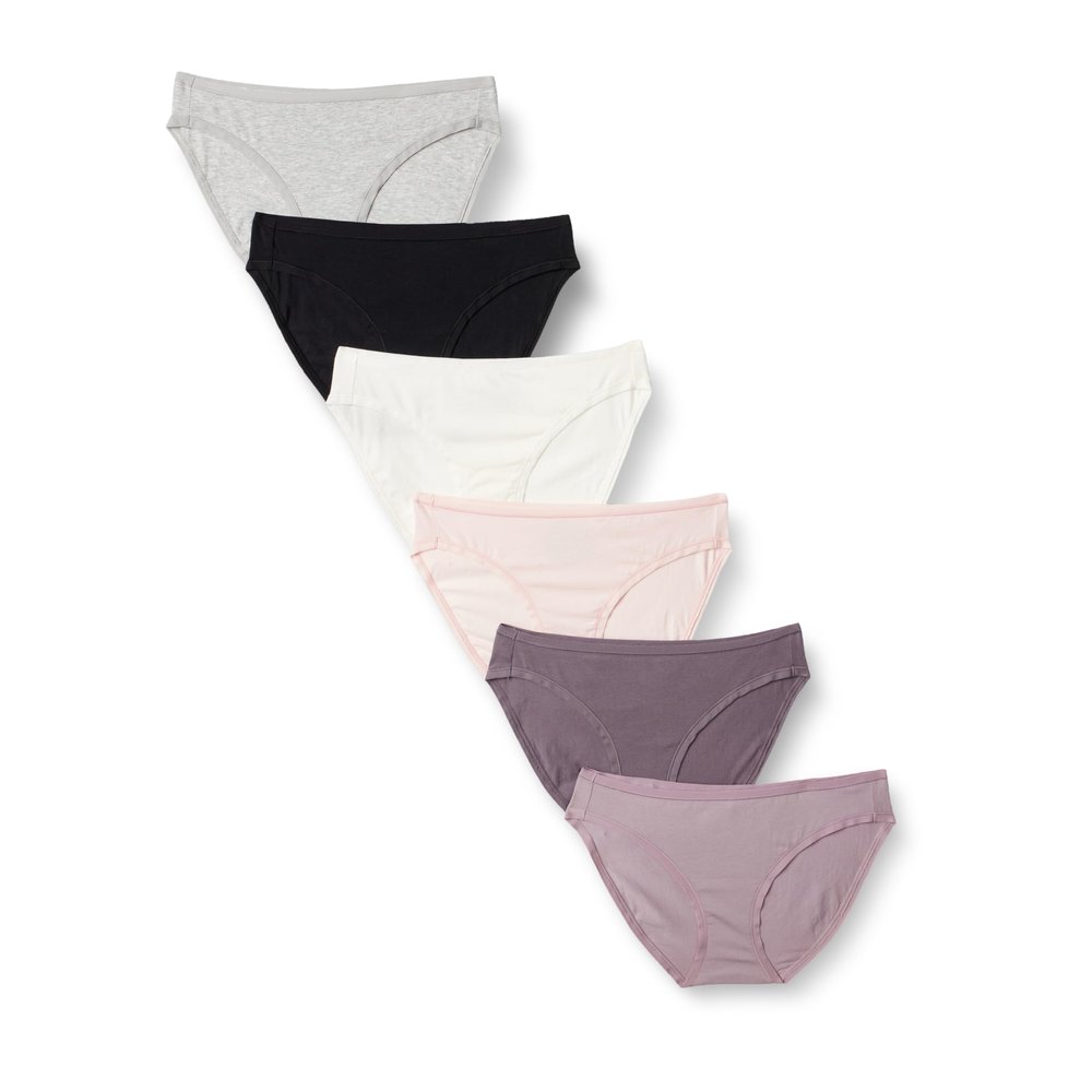 Amazon Essentials Women's Cotton Bikini Brief Underwear (Available in Plus Size), Pack of 6, Multicolor/Neutral Shades, X-Large