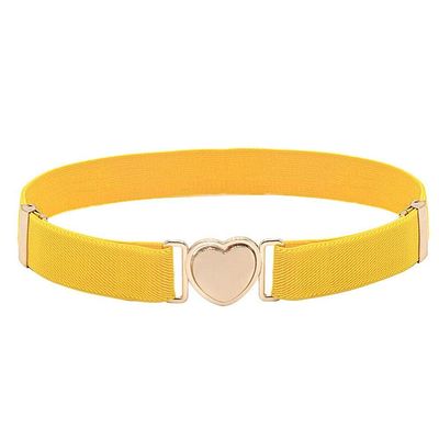 WEISHA Children Stretch Belts Girls Multicolor Punch-free Waistband Adjustable Elastic Waist Belts with Heart Shape Buckle for Uniform Dress(yellow)