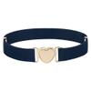 WEISHA Children Stretch Belts Girls Multicolor Punch-free Waistband Adjustable Elastic Waist Belts with Heart Shape Buckle for Uniform Dress(navy blue) view 1