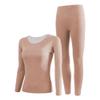 Bestgift Men's and Women's Same Style Thermal Underwear Men's Velvet Long Johns Suit 2-Piece Set A Khaki 3XL