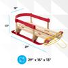 Superio Children Wooden Sled, Snow Sled for Toddlers, Kids Sleigh with Pull Ropes, Baby Sled, Red (Wooden Sled) view 2