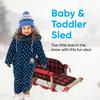 Superio Children Wooden Sled, Snow Sled for Toddlers, Kids Sleigh with Pull Ropes, Baby Sled, Red (Wooden Sled) view 3