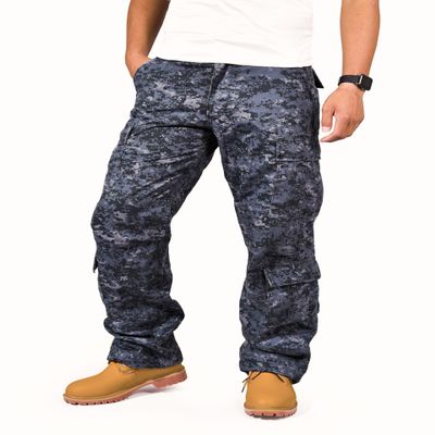 BACKBONE Mens Military Army Airborne Trooper Vintage Cargo Pants Trousers (Midnight Blue Digital Camo, Size 42)