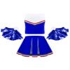 Agoky Kids Girls Cheer Leader Costume Two Piece Students Girls Cheerleading Uniform Dress with Pom Poms Royal Blue Type C 14 Years view 2