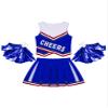 Agoky Kids Girls Cheer Leader Costume Two Piece Students Girls Cheerleading Uniform Dress with Pom Poms Royal Blue Type C 14 Years view 3