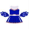 Agoky Kids Girls Cheer Leader Costume Two Piece Students Girls Cheerleading Uniform Dress with Pom Poms Royal Blue Type C 14 Years view 4