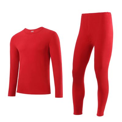 Bestgift Men's and Women's Festive red Thermal Underwear Warm Long-Sleeved 2-Piece Set Red L