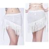 JEShifangjiusu Women Belly Dance Hip Scarf Tassels Sequins Wrap Skirt Music Festival Clothing Scarf Party Rave Outfit Fringe Skirts (Medium,White) view 3