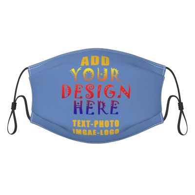 1-100 Pcs Custom Kids Reusable Breathable Face Mask Mouth Cloth Fabric Washable Masls for Sports Outdoor Party Carolina Blue