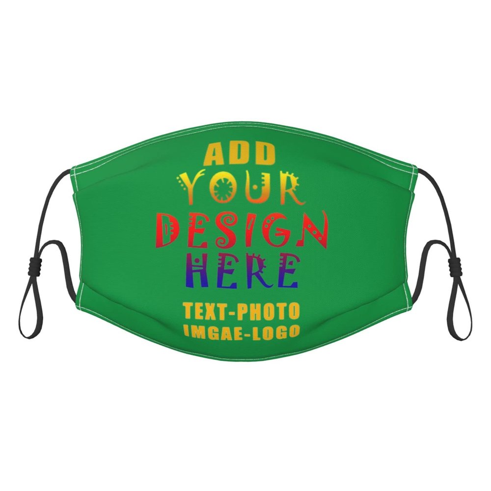 1-100 Pcs Custom Kids Reusable Breathable Face Mask Mouth Cloth Fabric Washable Masls for Sports Outdoor Party Irish Green